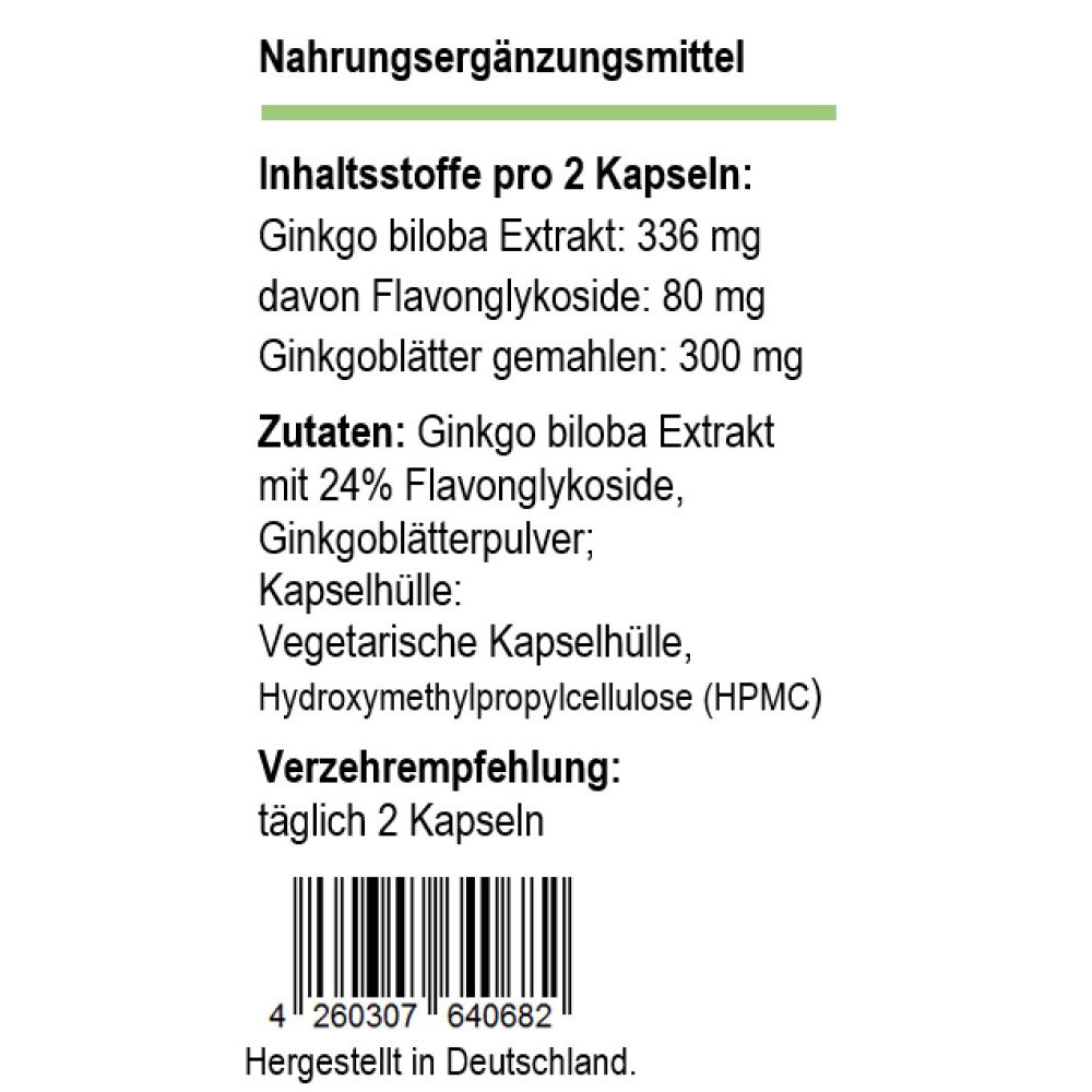 GINKGO BILOBA EXTRAKT 24% Flavonglykoside Kapseln