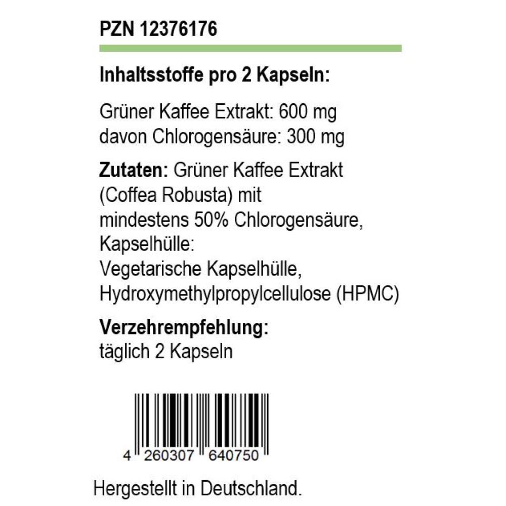 GRÜNER KAFFEE Extrakt 50% Chlorogensäure Kapseln